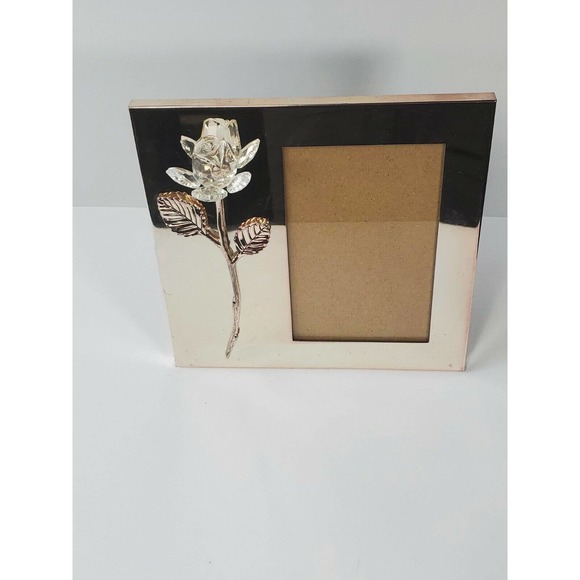 silver mirrored picture frame crystal rose fits a 4X6 Picture - Picture 2 of 8